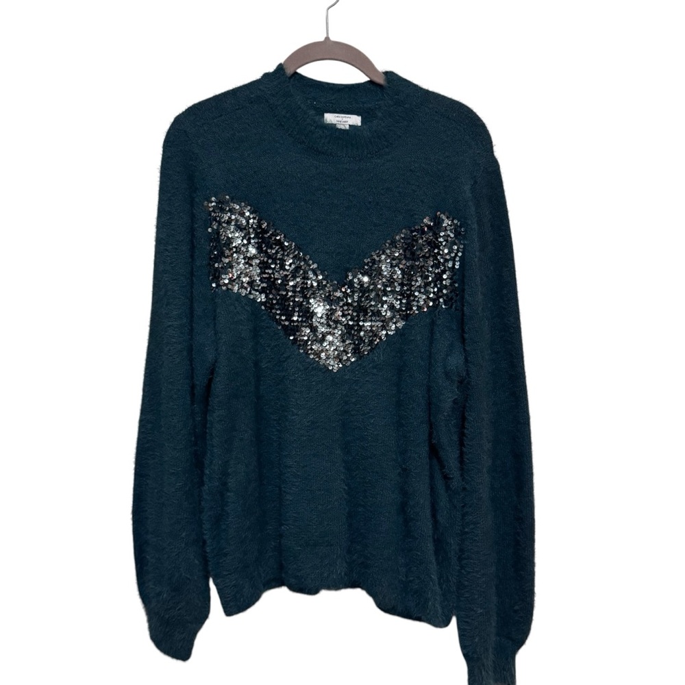 Cara Santana x Nine West - Green Sweater with Green Sequin Design - size L - Picture 1 of 7